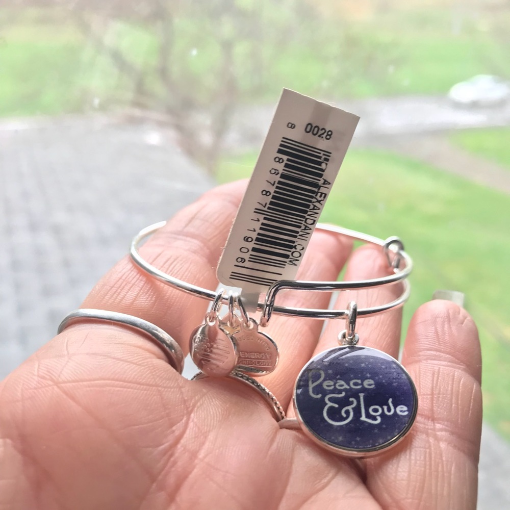 Alex & Ani Peace & Love Holiday SS bangle ✌🏼💙